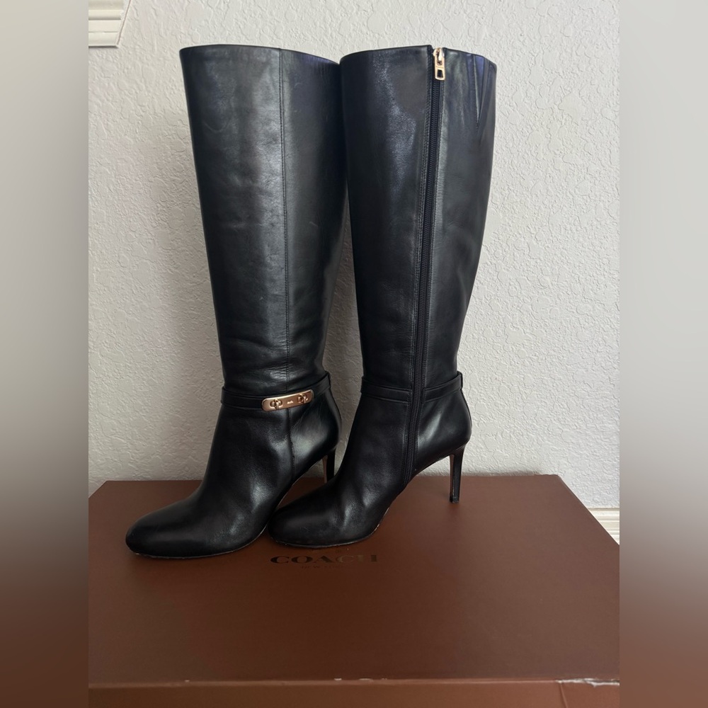 Coach Black Leather Knee-High Boots